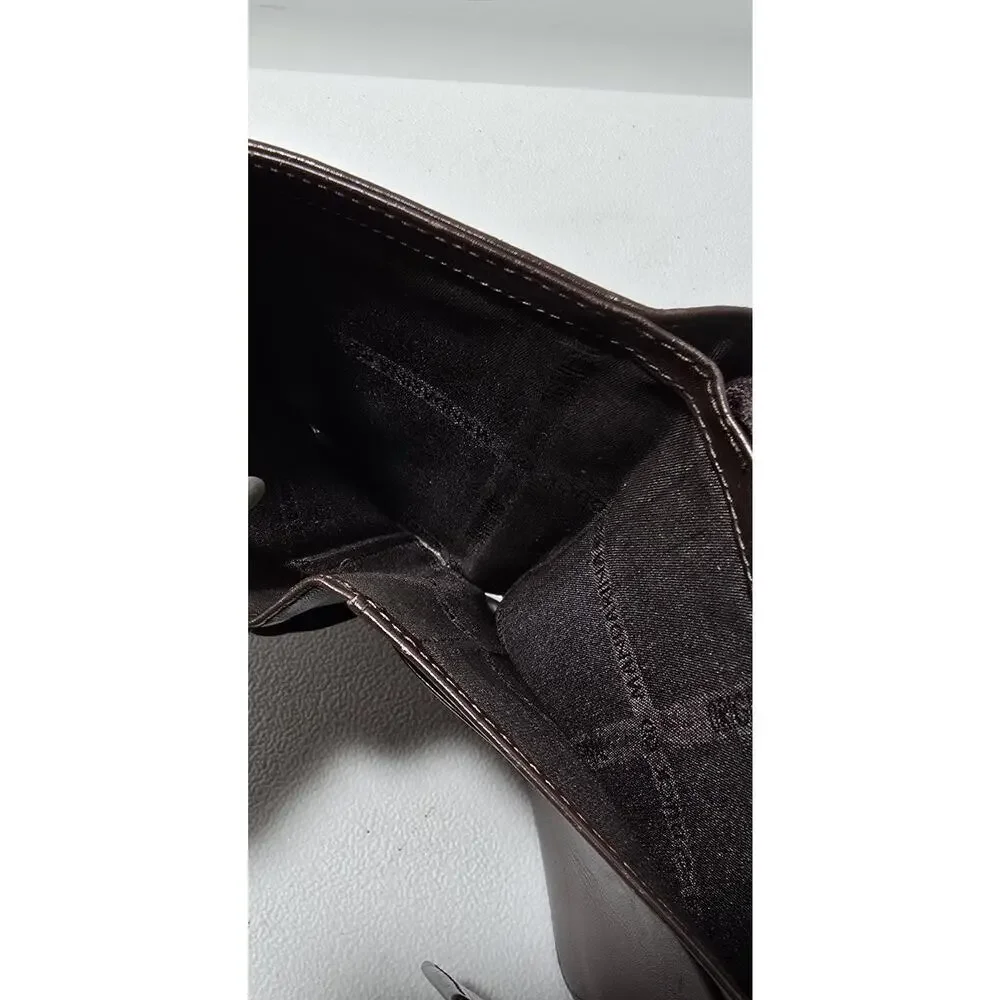 Mandarina Duck Bifold Zip Accordion Wallet Calfskin Leather Brown MD38
